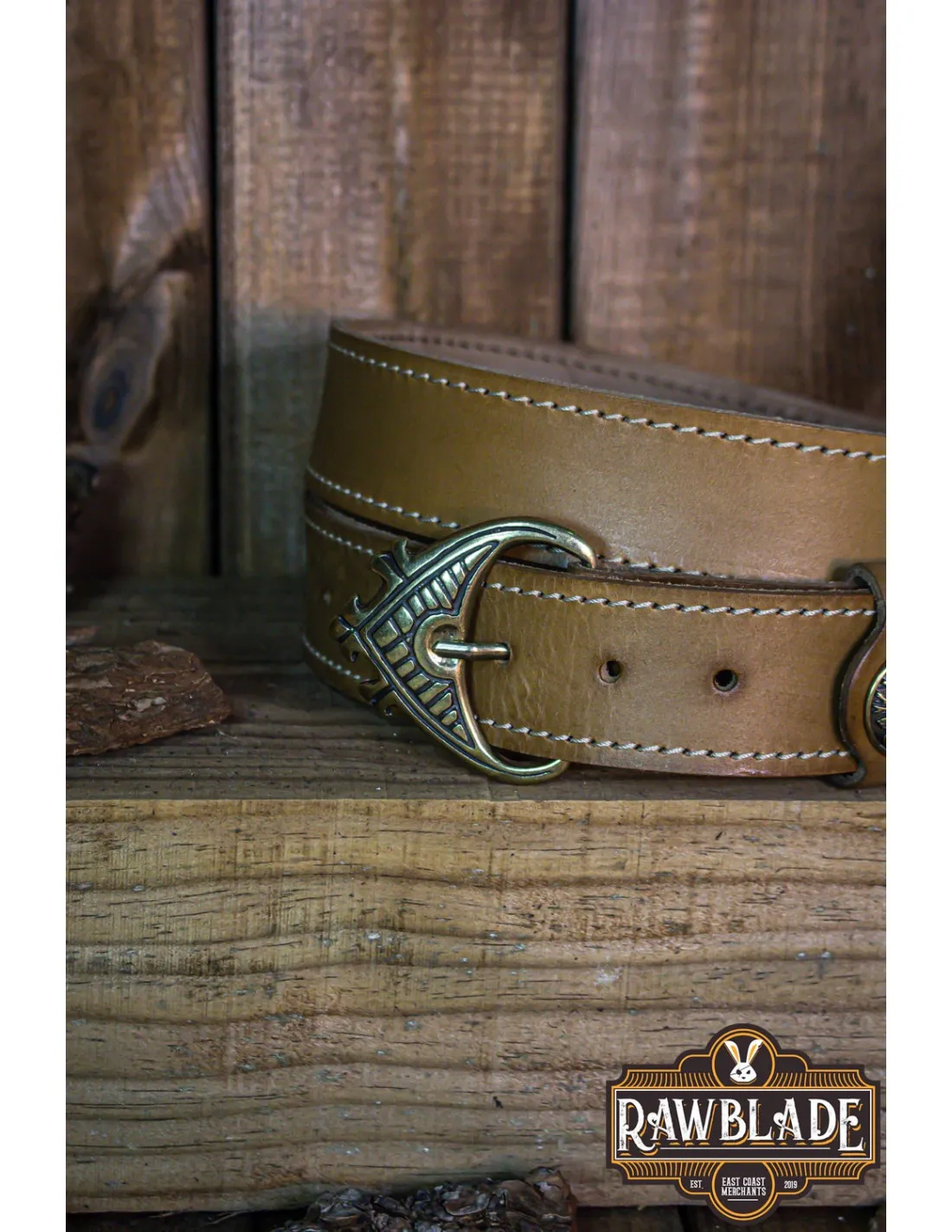 Ceinture Viking Hrothgar - Marron Clair ⚔️ Boutique Épées