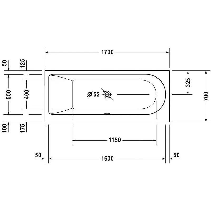 DURAVIT BAIGNOIRE DARLING NEW 1600X700MM BLANC,A ENCASTRER,ANGLE A GAUCHE: 700238000000000