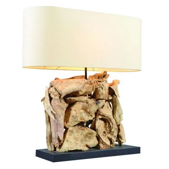 Lampe de table Raman Recta blanc 60 cm abat-jour crème