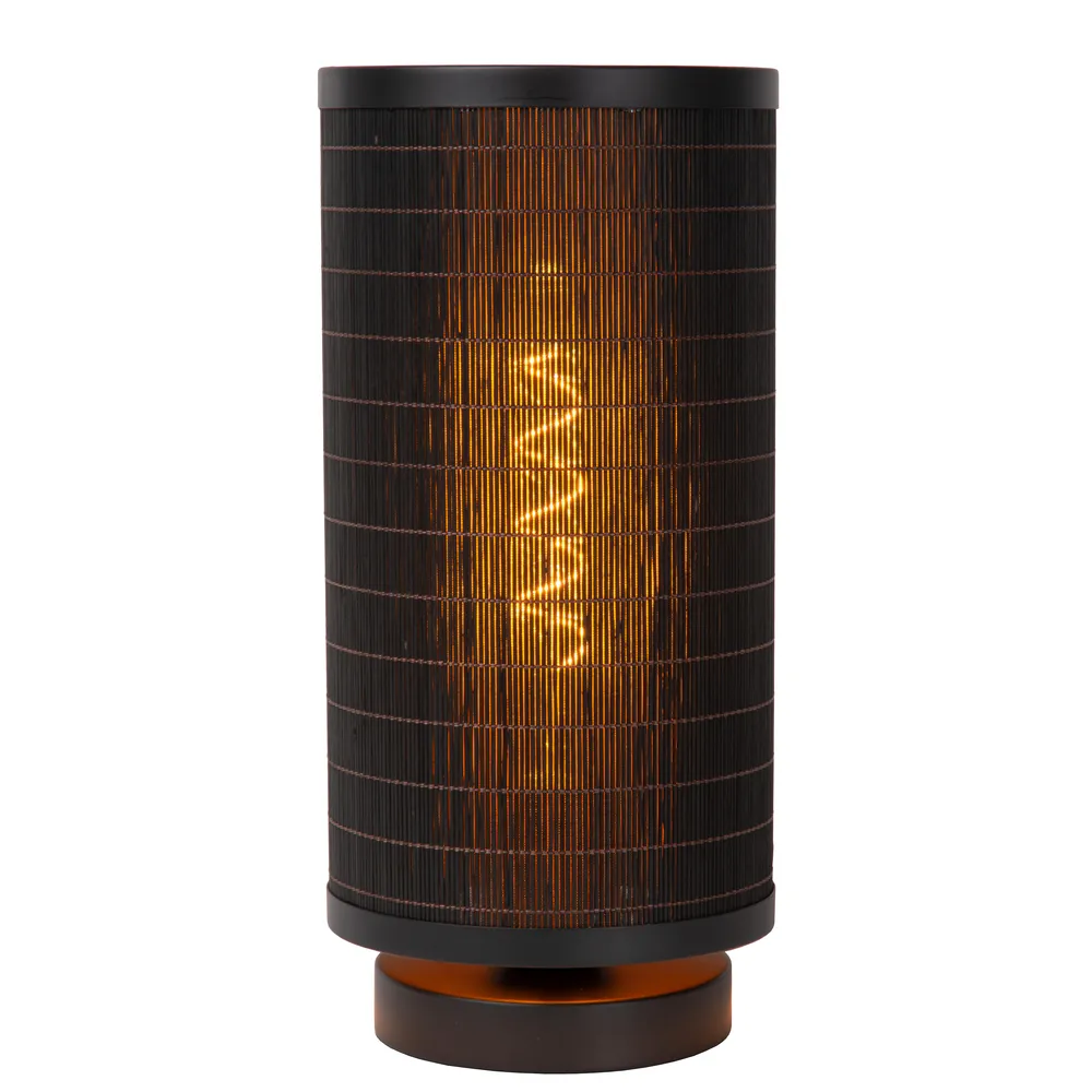 LUCIDE 21529/15/30 Lampe de table noire et bois clair TAGALOG