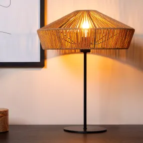 Rotan tafellamp hout, Yunkai, met schakelaar