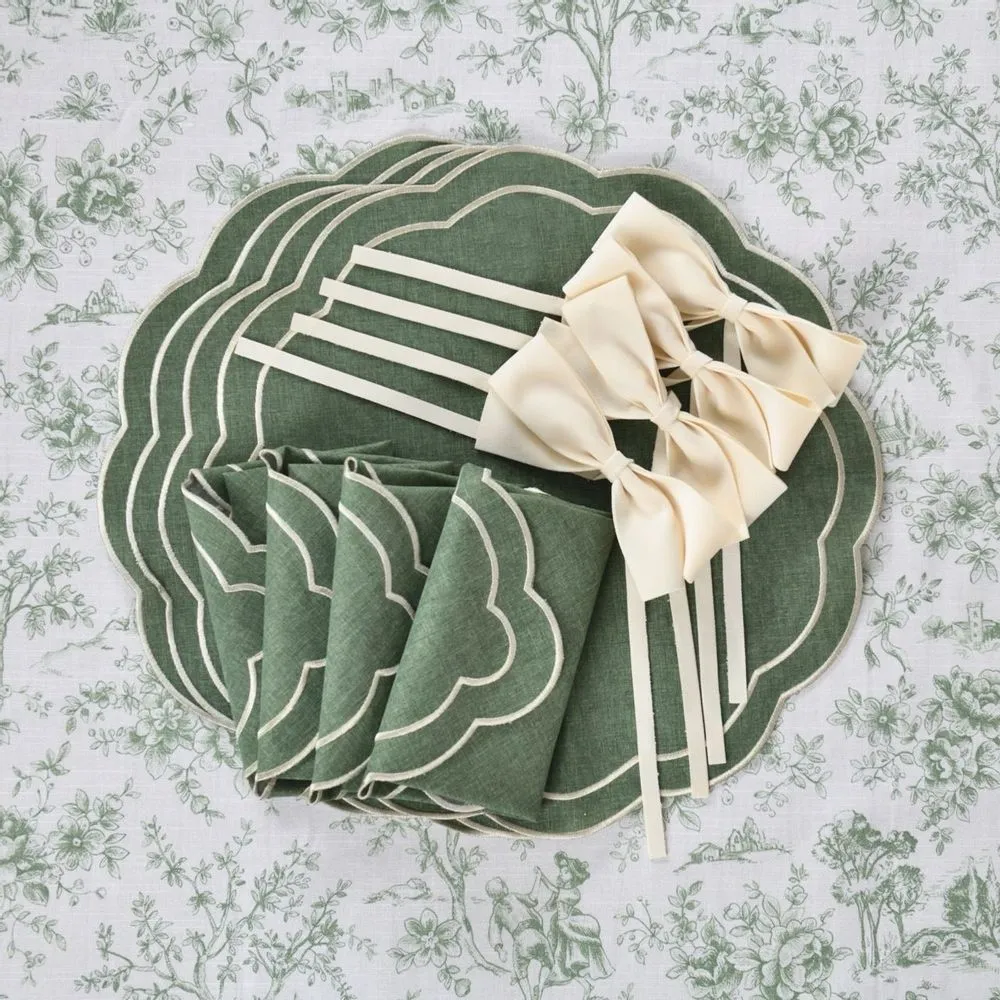 Table linen - toile de jouy green collection